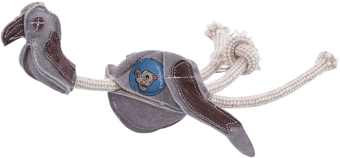Knuffelwuff robustes Hundespielzeug – Wildleder Geier mit Seil