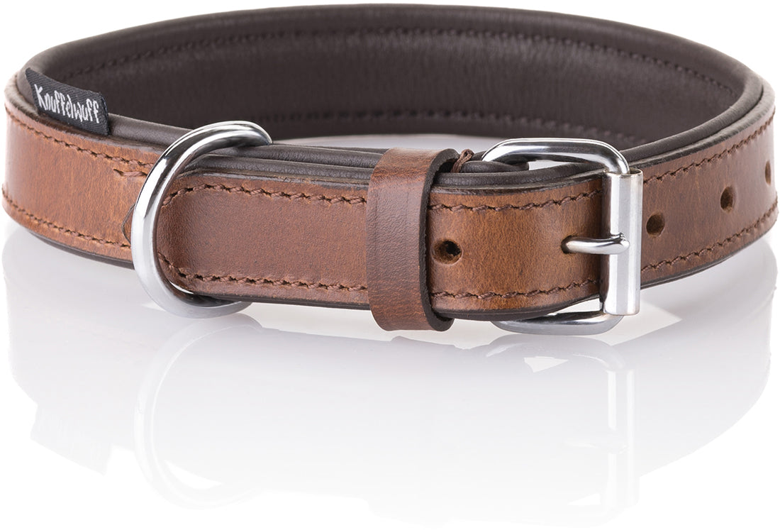 Knuffelwuff weiches Echtleder Hundehalsband Basic Plus