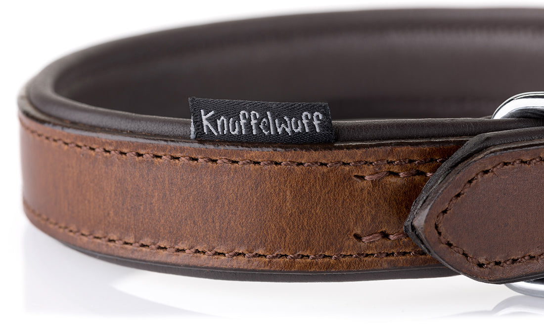 Knuffelwuff weiches Echtleder Hundehalsband Basic Plus