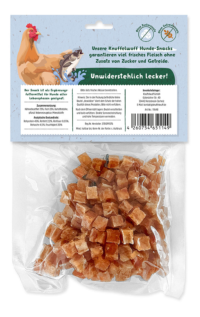 Knuffelwuff Snackwürfel Huhn & Fisch – Proteinpower für zwischendurch