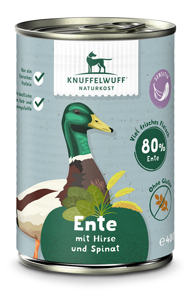 Knuffelwuff Naturkost Ente mit Hirse & Spinat – Nährstoffreich, sensitiv & lecker