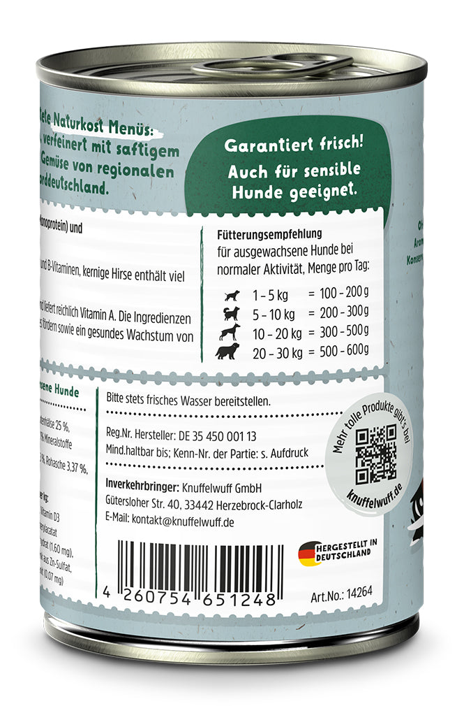 Knuffelwuff Naturkost Ente mit Hirse & Spinat – Nährstoffreich, sensitiv & lecker