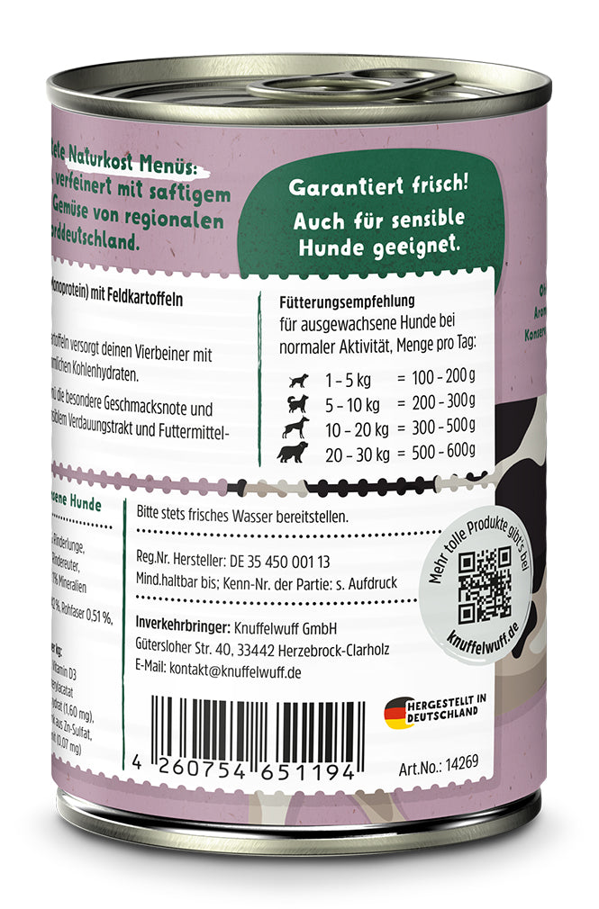 Knuffelwuff Naturkost Rind mit Heidekartoffeln & Petersilie – Frisch und natürlich