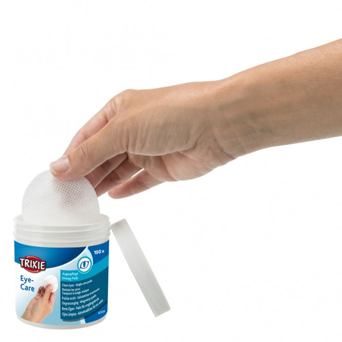 Trixie Augenpflege Einweg-Pads - 100 Stück - Pflegende Reinigungslotion für Haustiere – Sanfte Pflege mit Aloe Vera & Provitamin B5