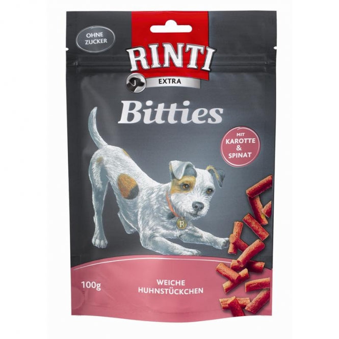 Rinti Bitties Karotte & Spinat – Belohnungshäppchen mit frischem Huhn & Gemüse