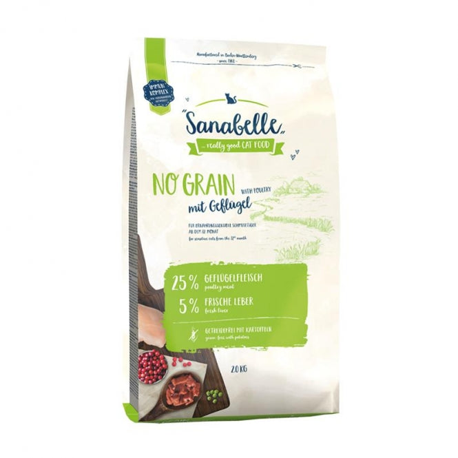 Sanabelle No Grain Geflügel – Getreidefreies Trockenfutter für empfindliche Katzen