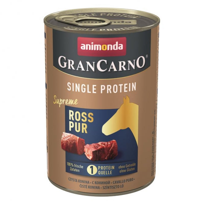 Animonda GranCarno Single Protein Pferd – Nassnahrung mit Pferdefleisch für ausgewachsene Hunde