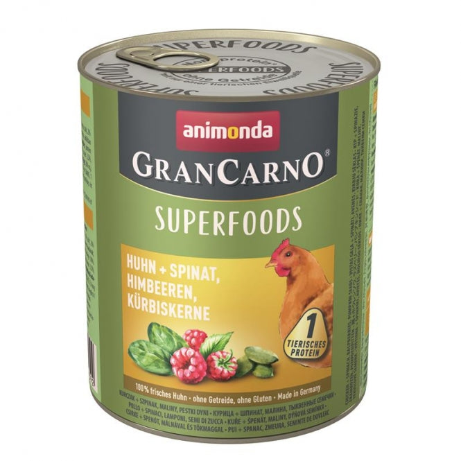 Animonda GranCarno Superfoods Huhn – Nassnahrung mit Superfoods für ausgewachsene Hunde