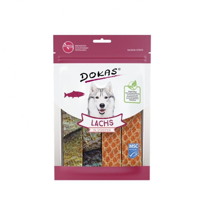 Dokas Lachs in Streifen – gesunder Kausnack mit wertvollen Omega-3-Fettsäuren