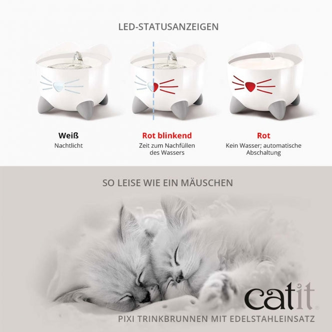 Catit PIXI Trinkbrunnen mit Edelstahleinsatz – Stilvoll, Hygienisch, Katzengerecht