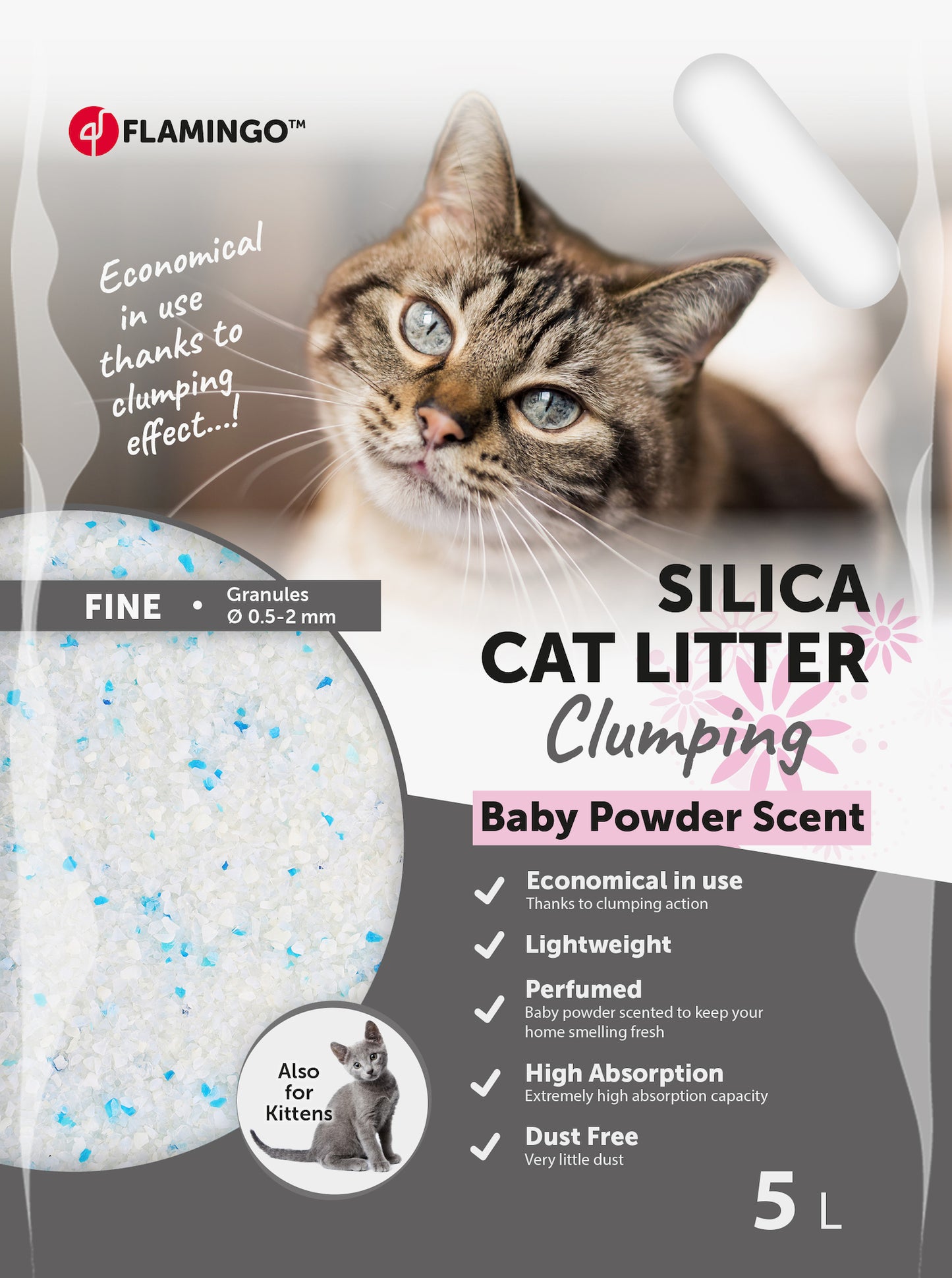 Silikat-Katzenstreu mit Babypuderduft – Feine Körner & Klumpend für maximalen Komfort