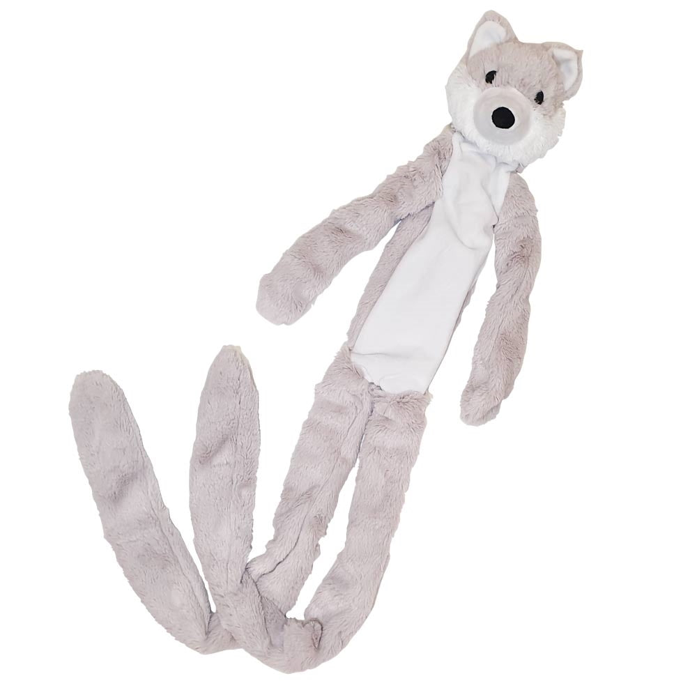Plüschtier „Long“ Wolf – Extra langer Spielspaß mit Quietscher, Knisterkörper & Seil
