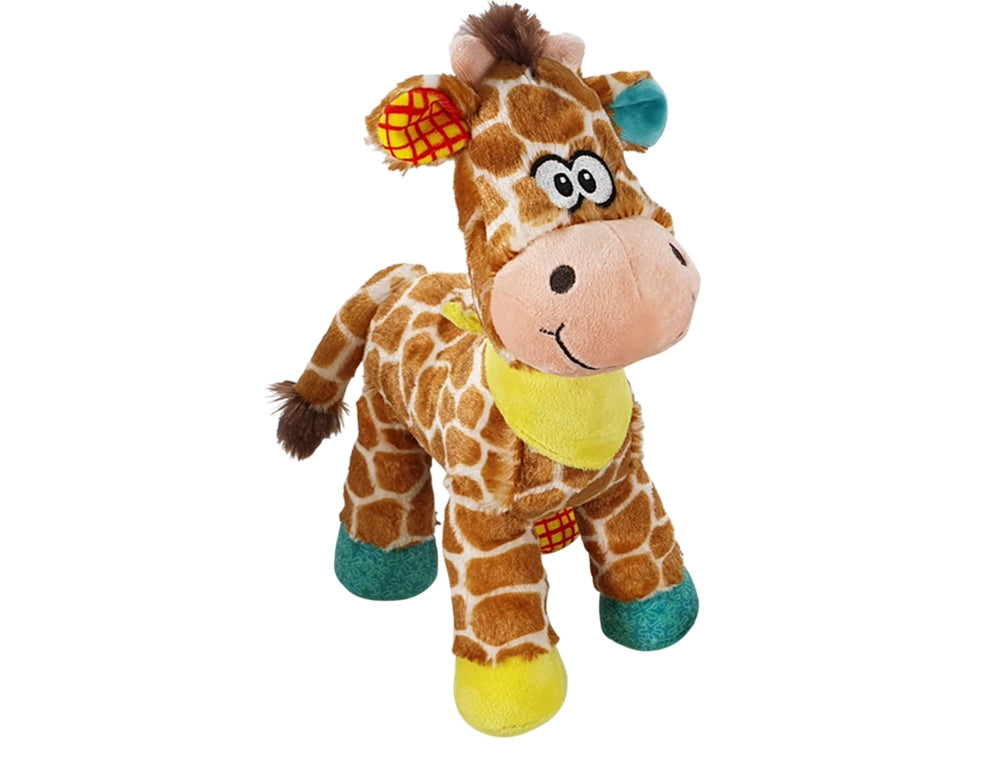 Plüsch-Giraffe – Bunter Kuschel- & Spielspaß mit eingebautem Quietscher!