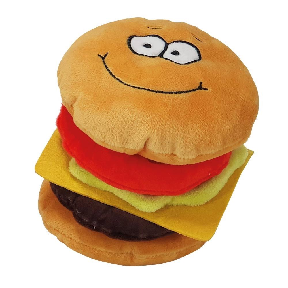Plüschspielzeug „Happy Food“ Cheeseburger – Interaktiver Spielspaß mit Gummizug