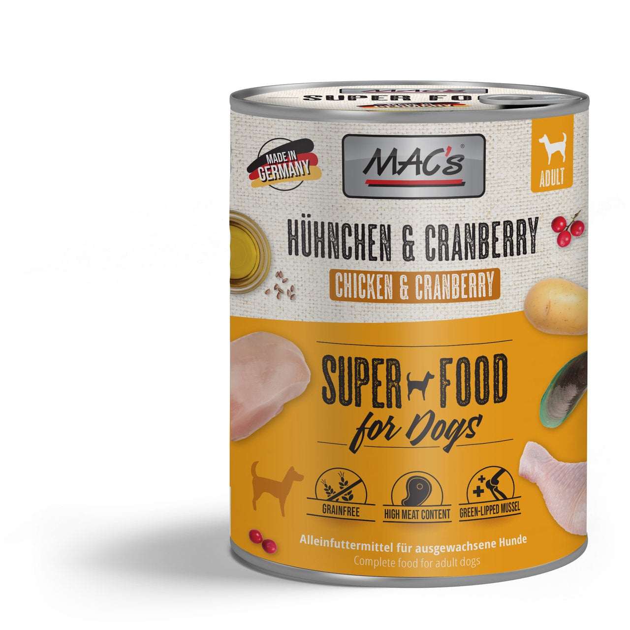 Mac’s Dog Hühnchen & Cranberry – Getreidefreie Vollnahrung mit Gelenk- & Blasenschutz