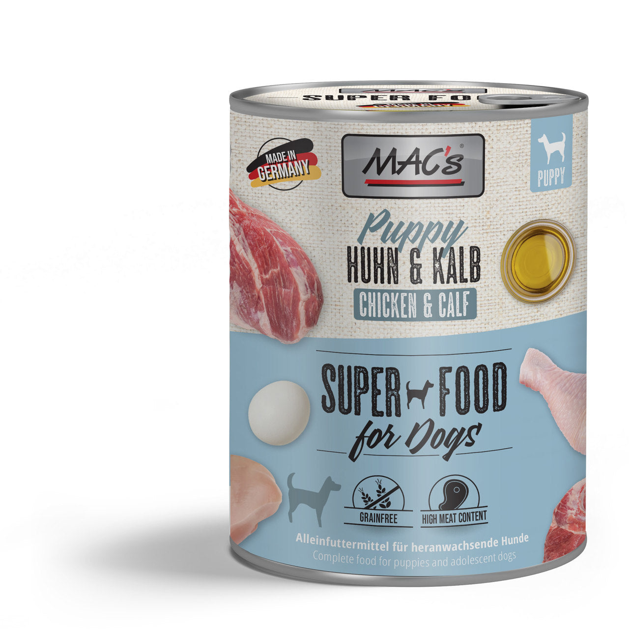 Mac’s Dog Puppy Huhn & Kalb – Getreidefreie Vollnahrung für Welpen im Wachstum