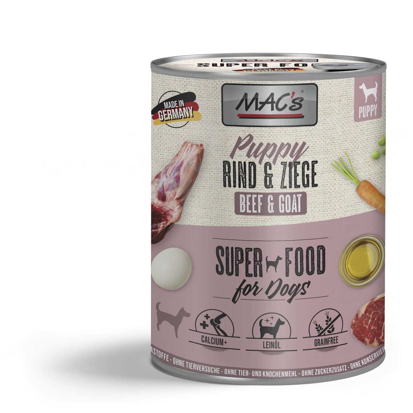 Mac’s Dog Puppy Ziege & Rind – Getreidefreie Vollnahrung für Welpen mit extra Calcium