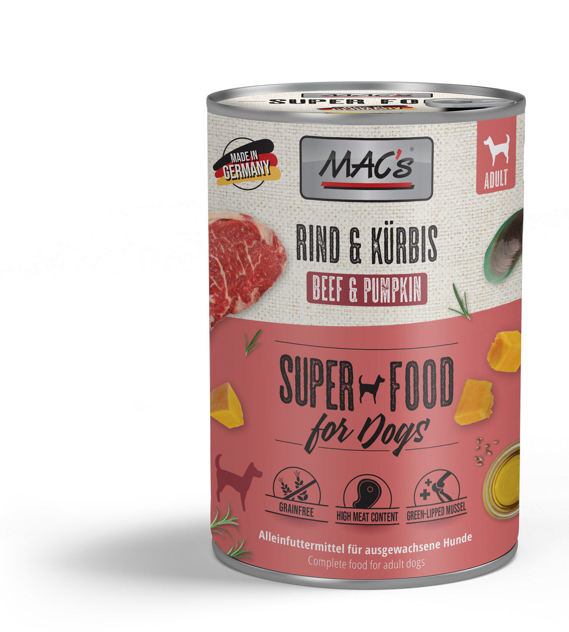 Mac’s Dog Rind & Kürbis – Getreidefreie Vollnahrung mit Leinöl & Grünlippmuschel