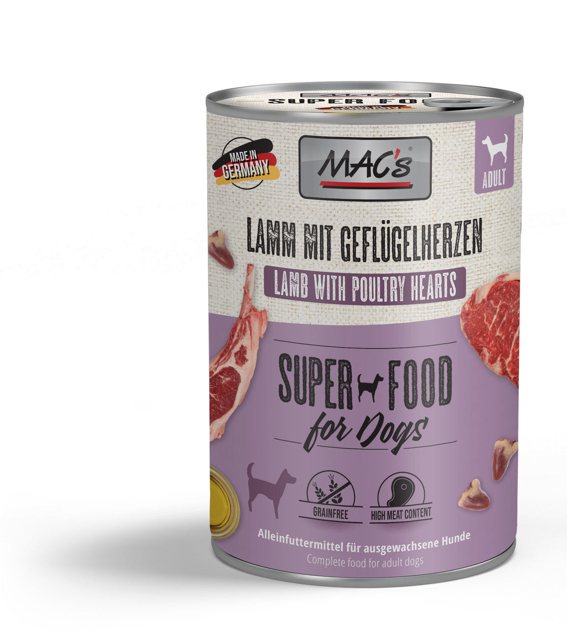 Mac’s Dog Lamm & Geflügelherzen – Getreidefreie Vollnahrung mit hohem Fleischanteil