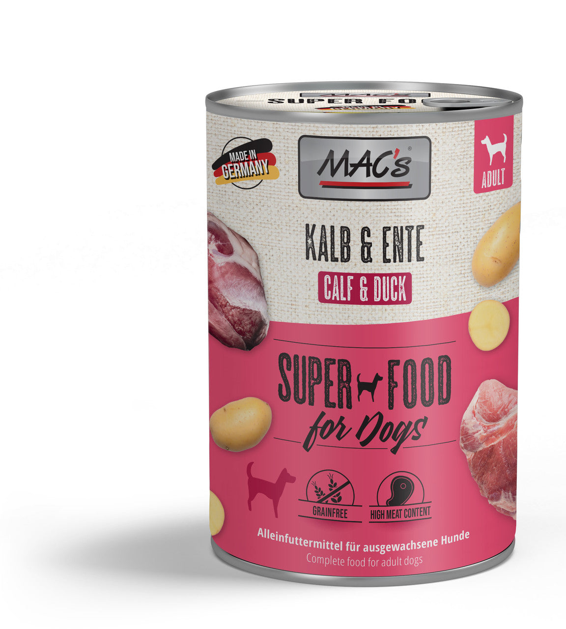 Mac’s Dog Kalb & Ente – Getreidefreie Vollnahrung mit Kartoffel & drei Fleischsorten