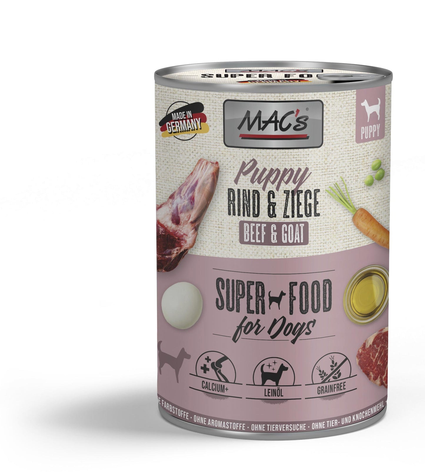 Mac’s Dog Puppy Ziege & Rind – Getreidefreie Vollnahrung für Welpen mit extra Calcium