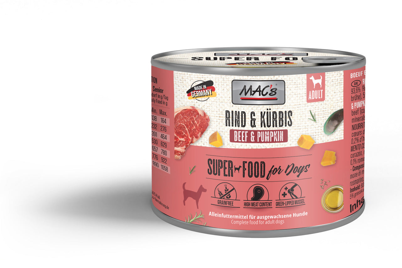 Mac’s Dog Rind & Kürbis – Getreidefreie Vollnahrung mit Leinöl & Grünlippmuschel