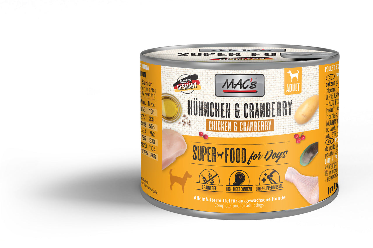 Mac’s Dog Hühnchen & Cranberry – Getreidefreie Vollnahrung mit Gelenk- & Blasenschutz