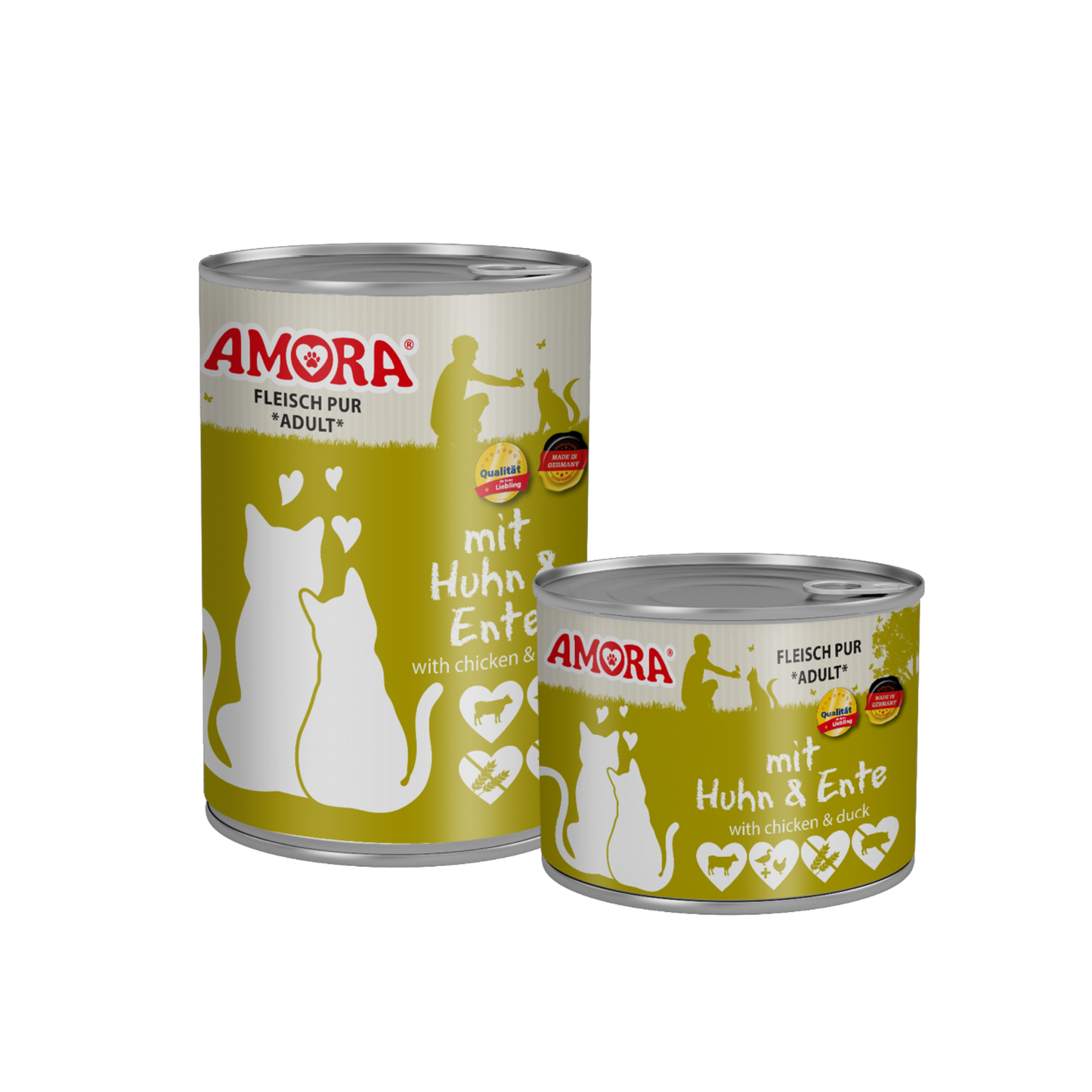 AMORA Cat Fleisch Pur Huhn + Ente – Natürliche Vollnahrung mit Geflügelvielfalt