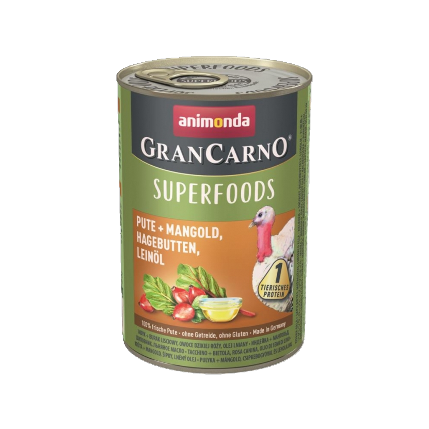 Animonda GranCarno Superfoods Pute – Nassnahrung mit Superfoods für ausgewachsene Hunde