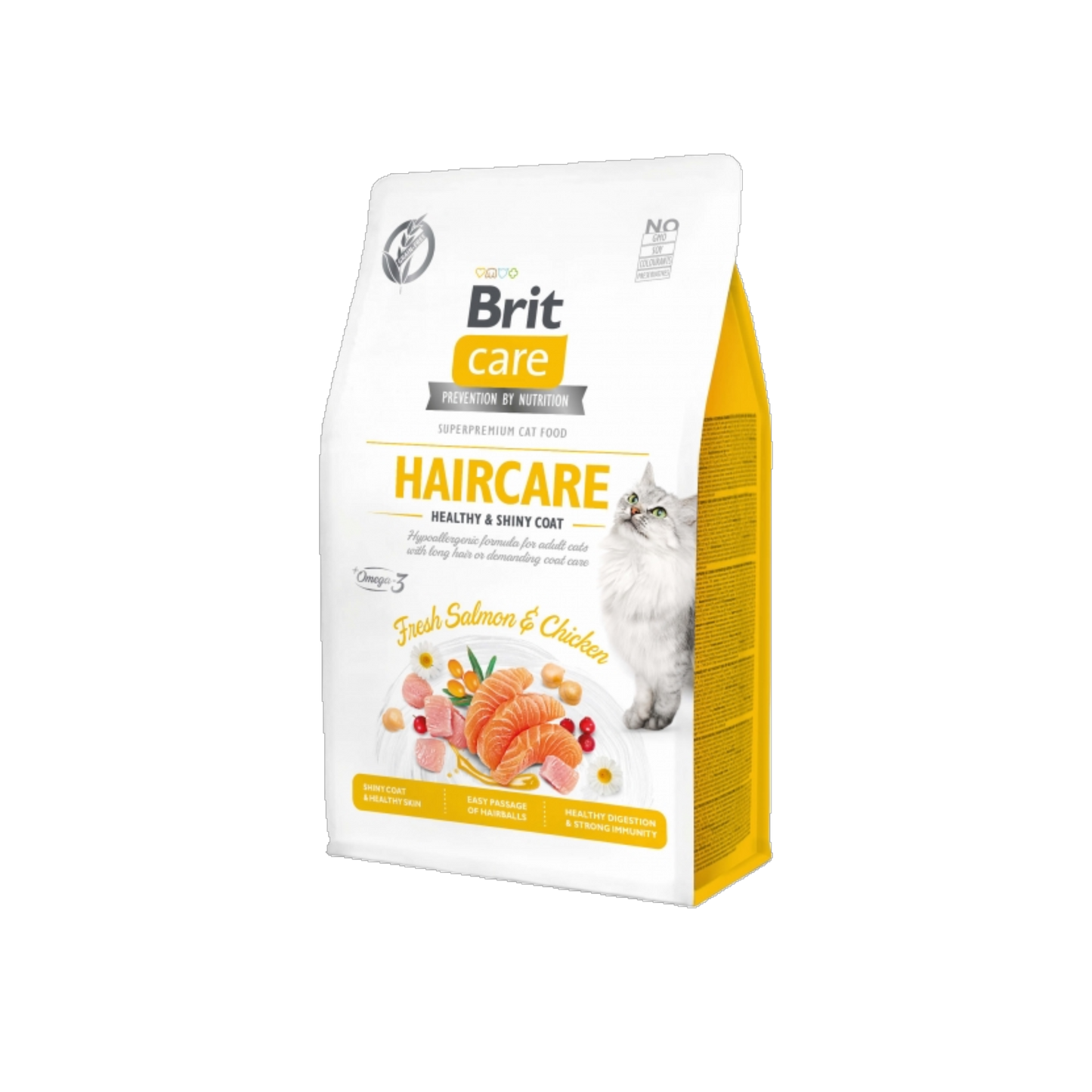 Brit Care Cat - Für ein glänzendes Fell & gesunde Haut - mit frischem Lachs & Huhn