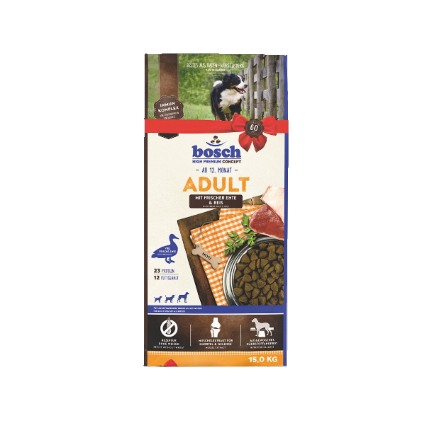 bosch Adult Ente & Reis – Trockennahrung für ausgewachsene Hunde mit ausgewogener Energieversorgung