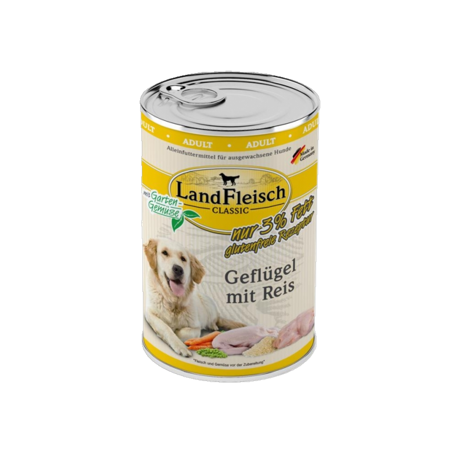 LandFleisch Dog Classic – Geflügel mit Reis & Gartengemüse extra mager