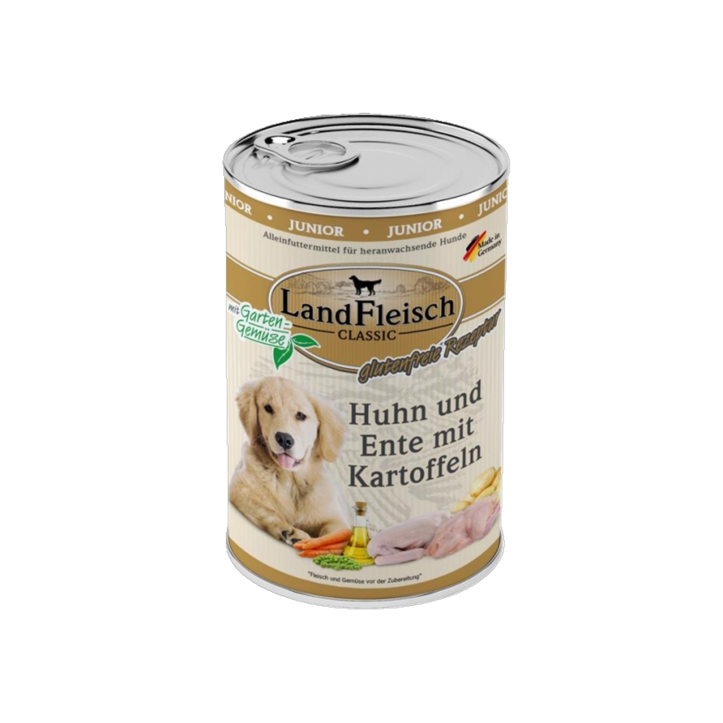 Landfleisch Dog Classic Junior – Huhn, Ente & Kartoffeln mit Gartengemüse