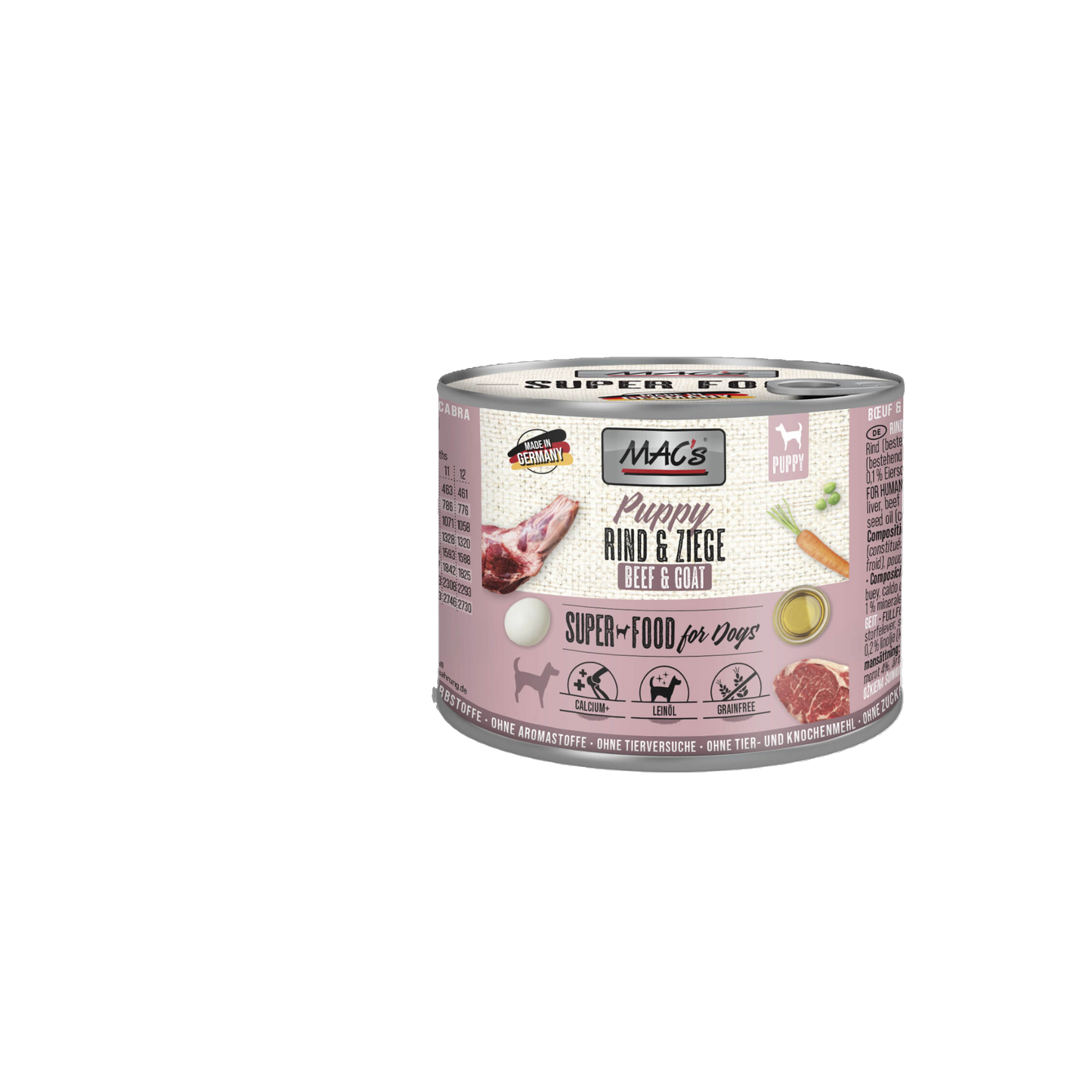 Mac’s Dog Puppy Ziege & Rind – Getreidefreie Vollnahrung für Welpen mit extra Calcium