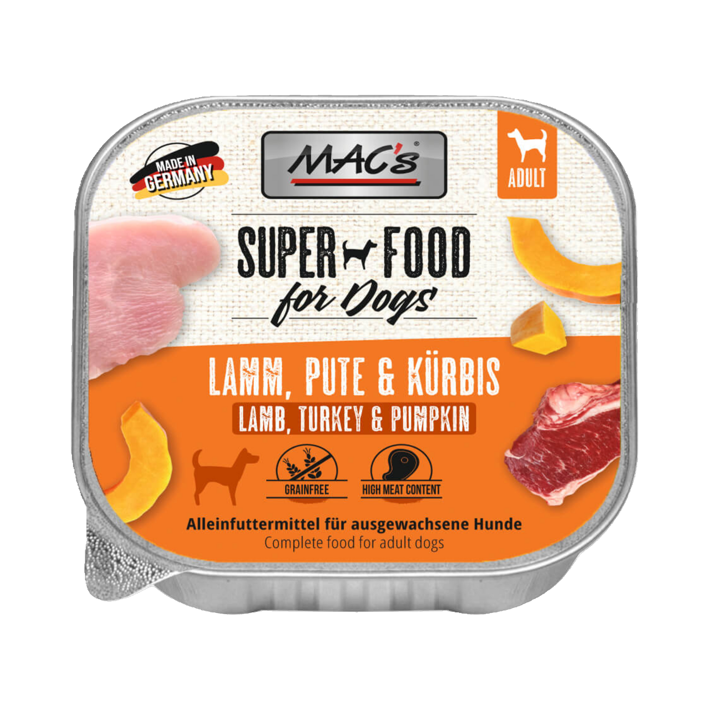 Mac’s Dog Pute & Lamm mit Kürbis – Natürliche Vollnahrung mit feiner Gemüse-Note