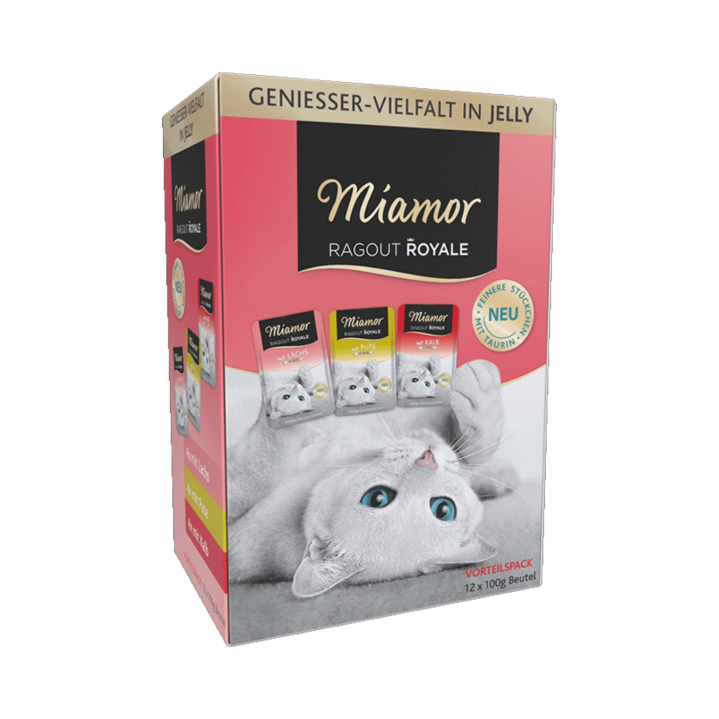 Miamor Ragout Royale in Jelly – Multibox Adult Pute, Lachs & Kalb (12 x 100g)