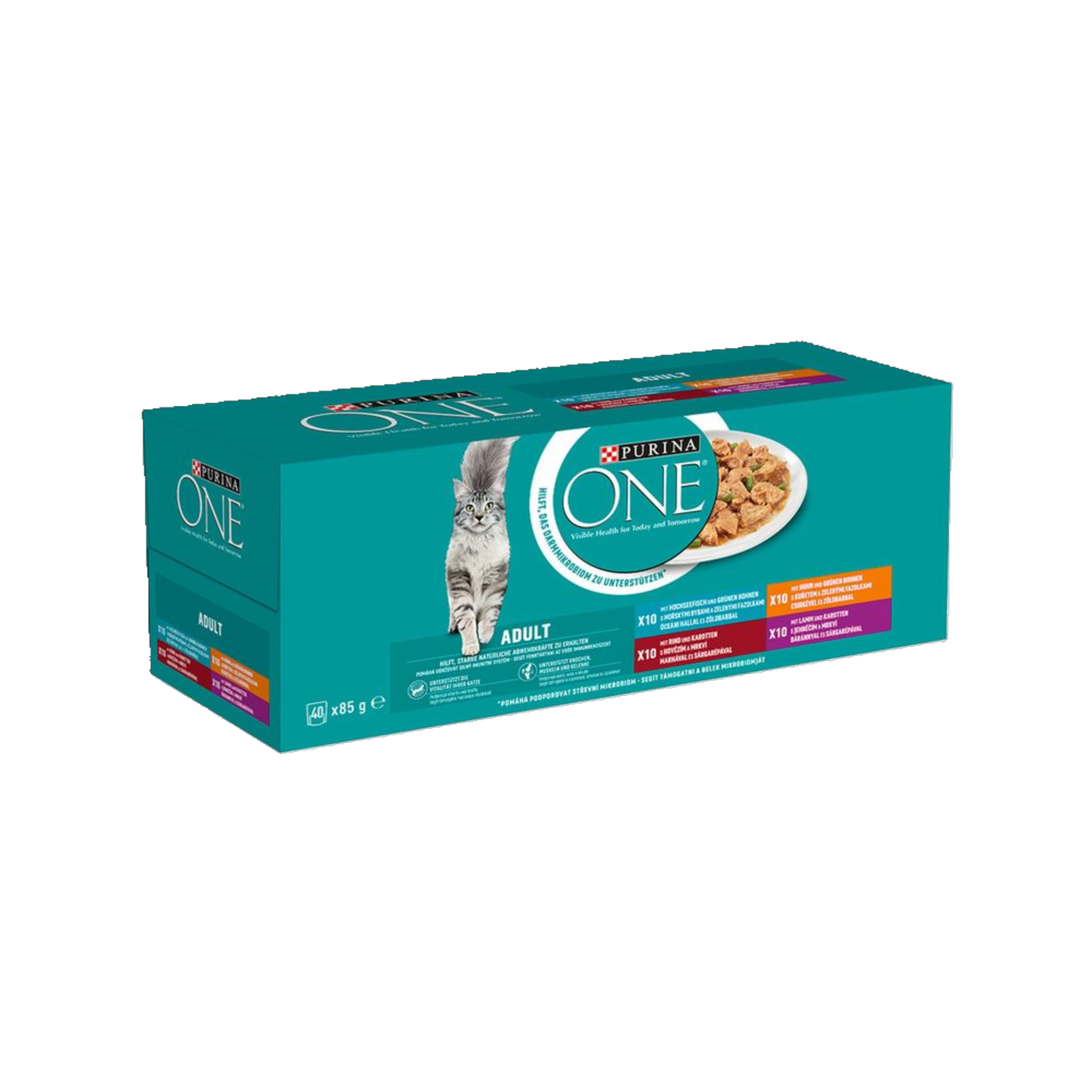 De Hun’nenhoff | PURINA ONE Adult Mixpaket 40 x 85 g – Abwechslungsreicher Genuss für ausgewachsene Katzen