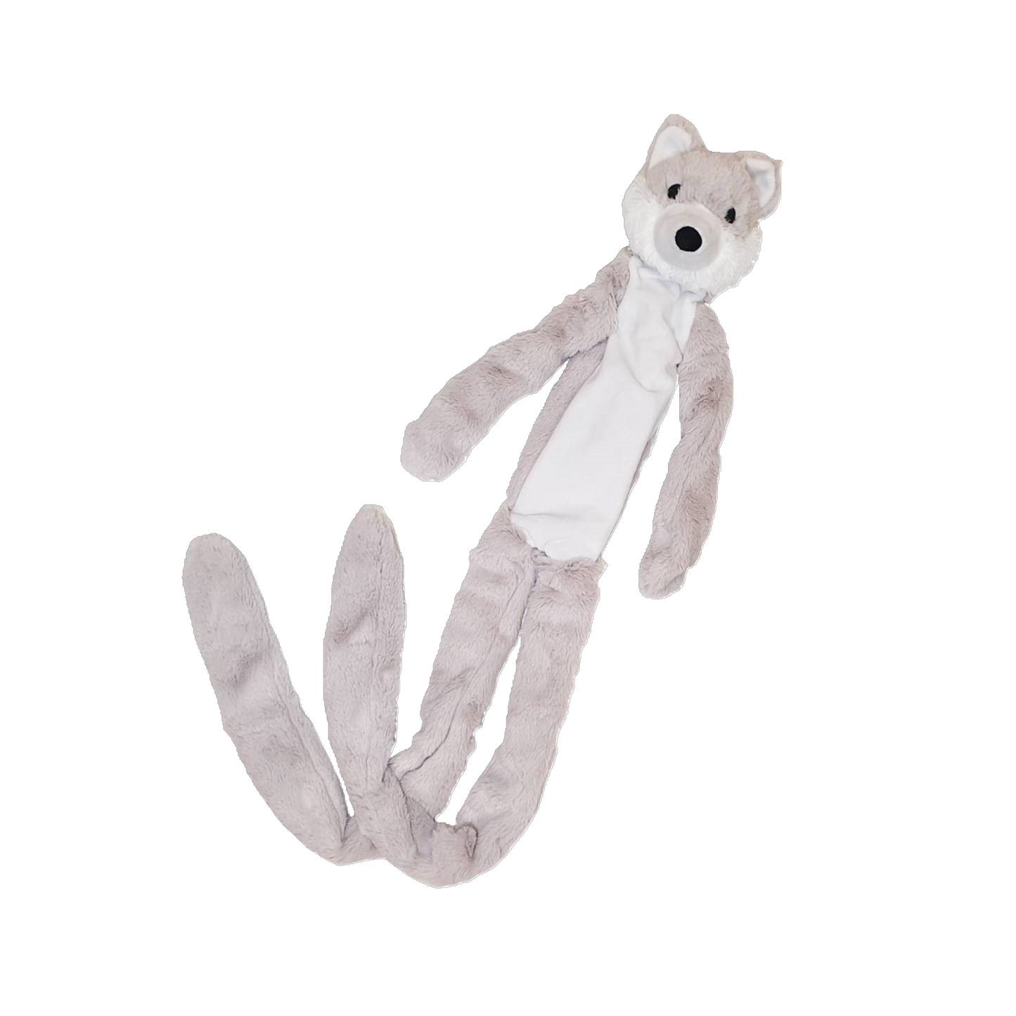 Plüschtier „Long“ Wolf – Extra langer Spielspaß mit Quietscher, Knisterkörper & Seil