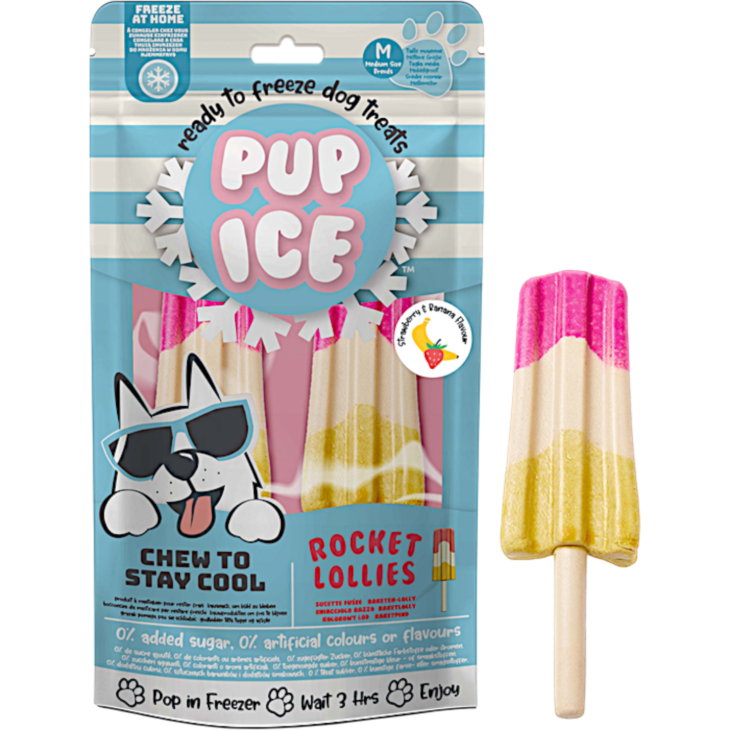 Pup Ice - Raketen-Eislutscher Erdbeere-Banane