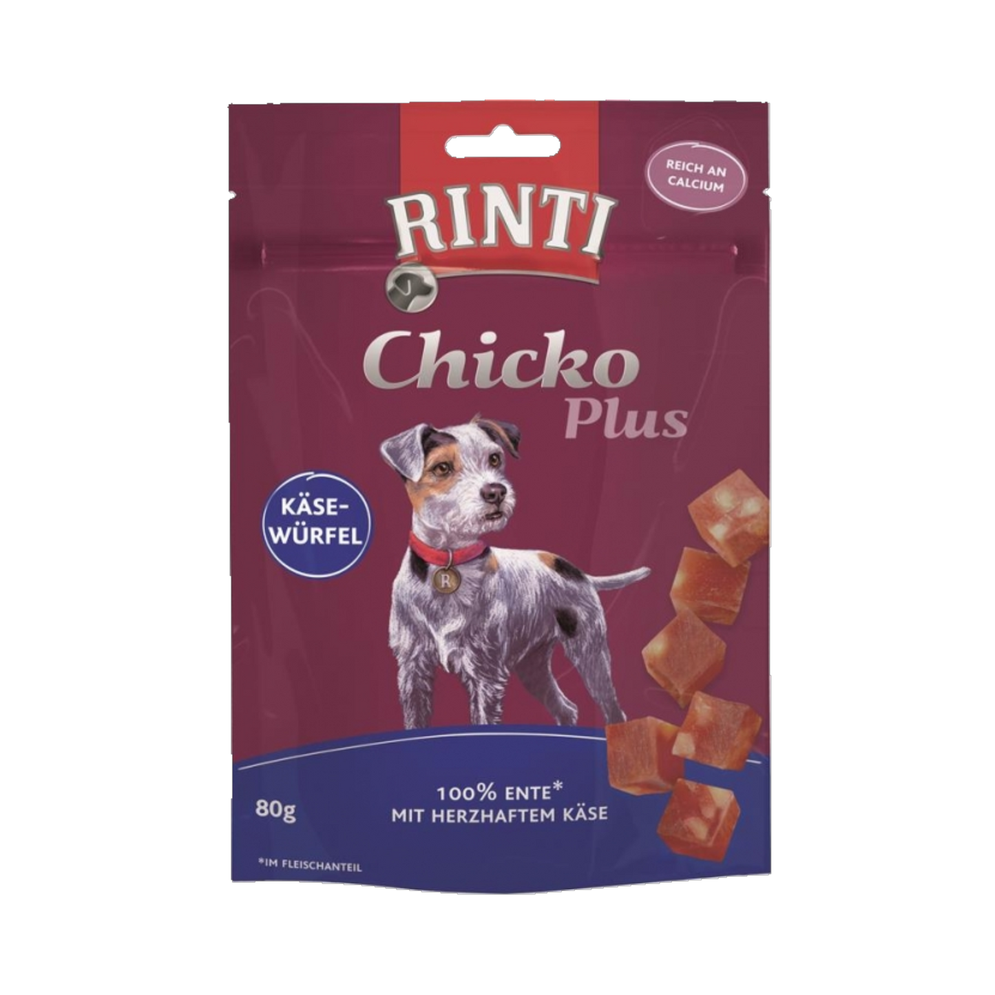 De Hun’nenhoff | Rinti Chicko Käsewürfel mit Ente – Knuspriger Snackgenuss für Hunde