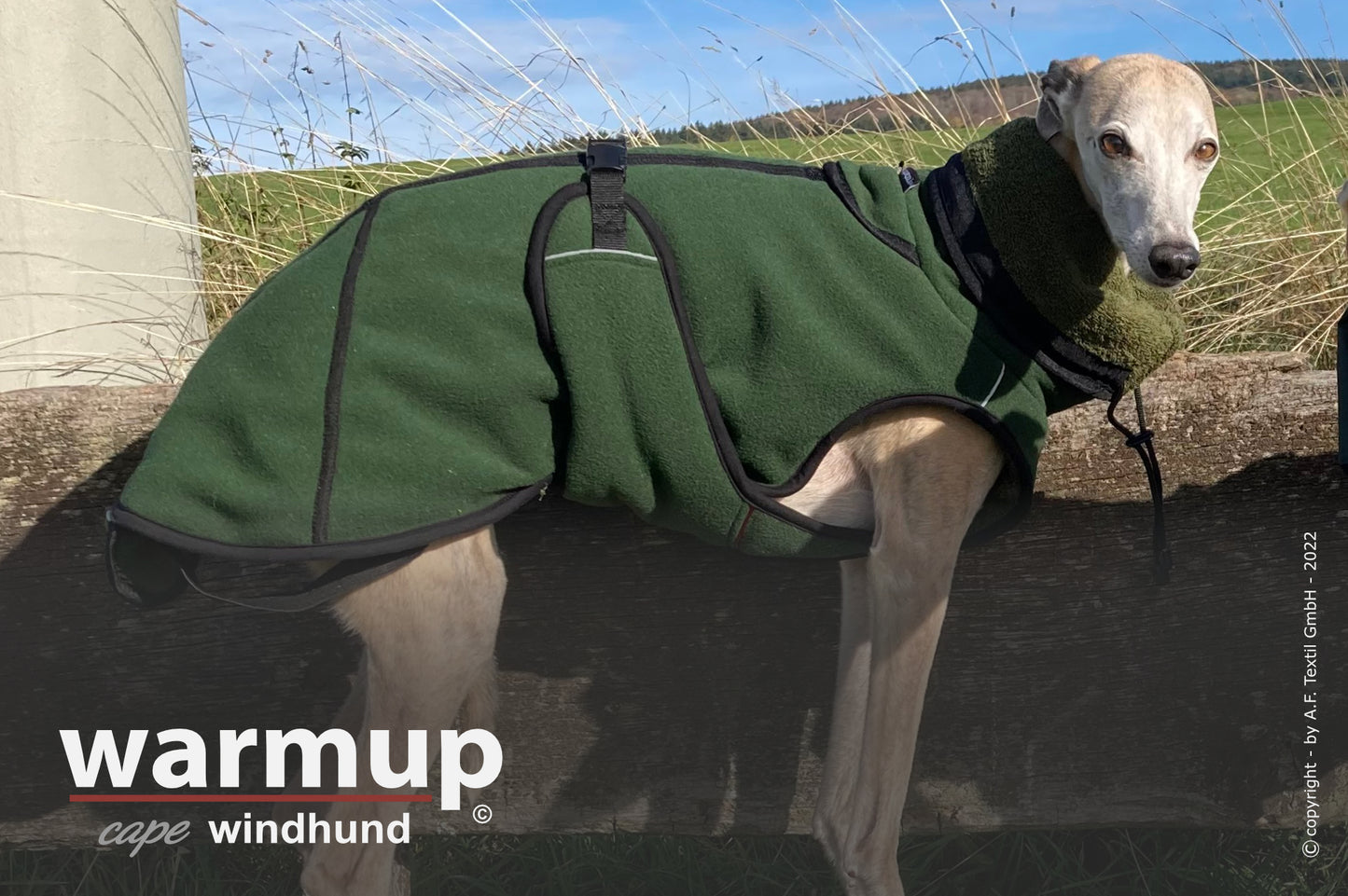 Warmup Cape Pro Windhund – Wende-Cape für sensible Athleten