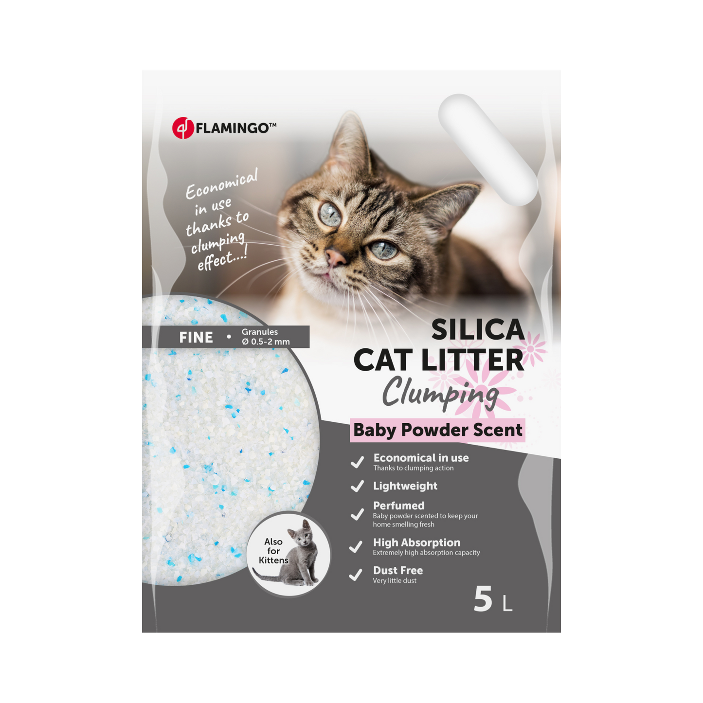 Silikat-Katzenstreu mit Babypuderduft – Feine Körner & Klumpend für maximalen Komfort
