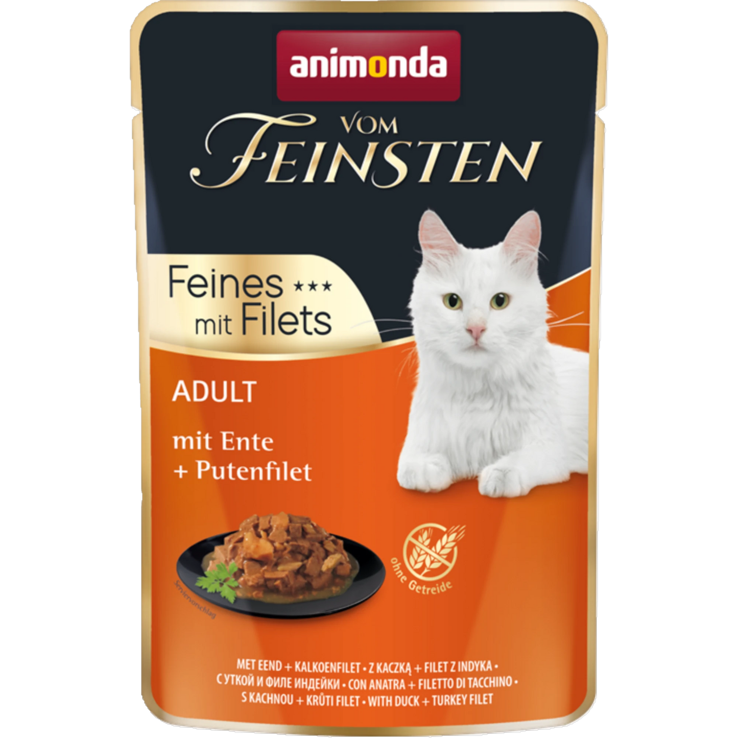 Vom Feinsten Adult Feines mit Filets – Ente & Putenfilet – Delikates Nassfutter für feine Katzengaumen