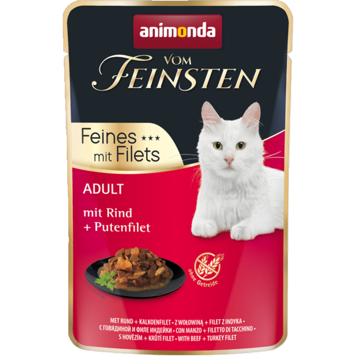 Vom Feinsten Adult Feines mit Filets – Rind & Putenfilet – Delikates Katzenfutter für Genießer