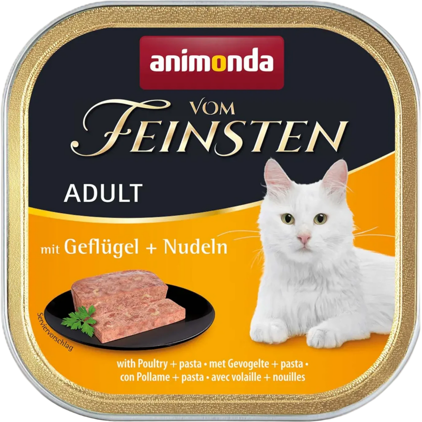 Vom Feinsten Adult Pastete mit Geflügel + Nudeln Klar positionierte Premium-Pastete