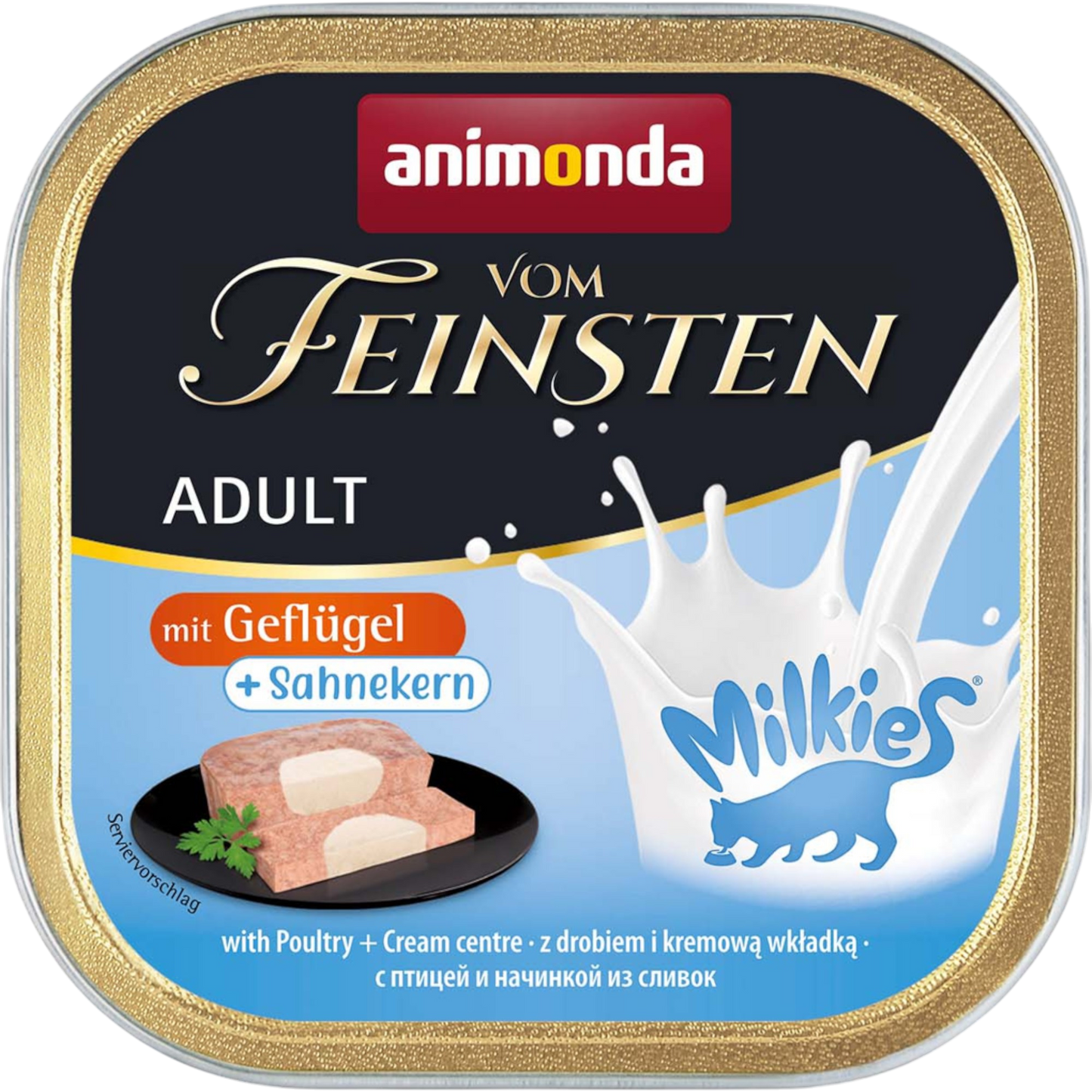 Vom Feinsten Adult Pastete mit Geflügel + Sahnekern Ein Premium-Produkt für Katzenhaushalte, die puren Genuss und hohe Akzeptanz erwarten.