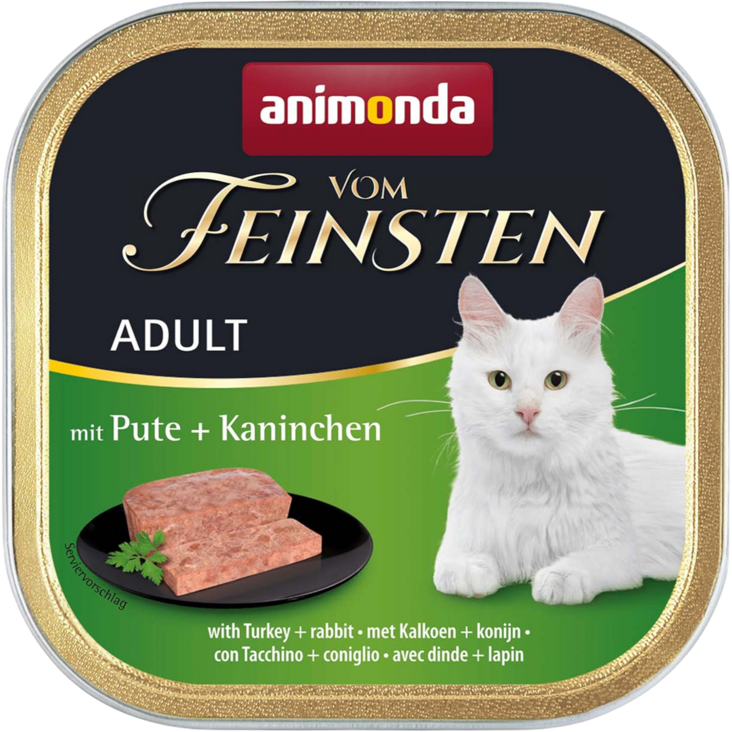 Vom Feinsten Adult Pastete mit Pute + Kaninchen Premium-Pastete für anspruchsvolle Genießerhaushalte.