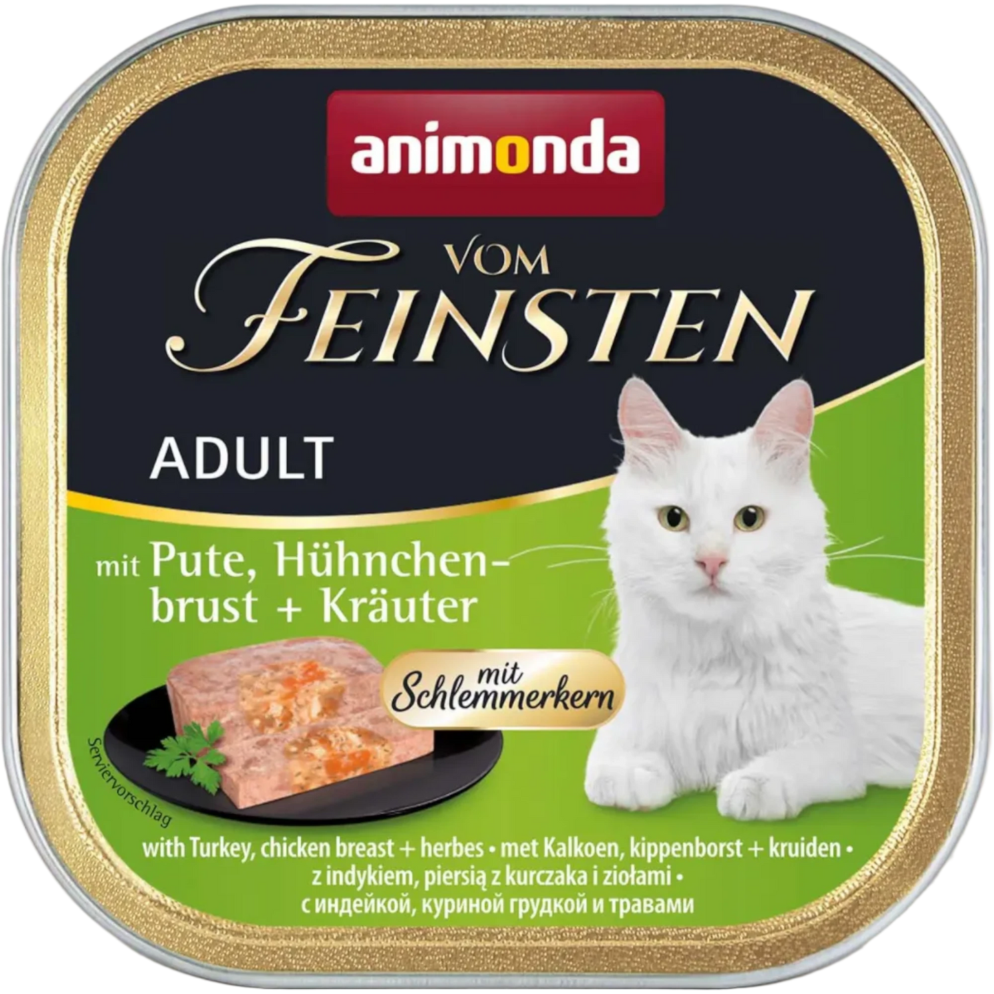 Vom Feinsten Adult Schlemmerkern – Pute, Hähnchenbrust + Kräuter Premium-Feuchtfutter mit Genusskern.