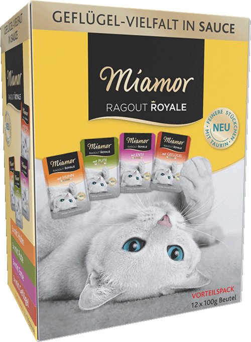 Miamor Ragout Royale in Sauce – Multibox Adult Huhn, Ente, Geflügel & Pute (12 x 100g)