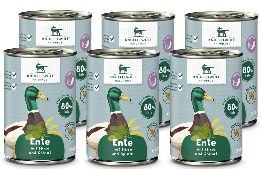 Knuffelwuff Naturkost Ente mit Hirse & Spinat – Nährstoffreich, sensitiv & lecker